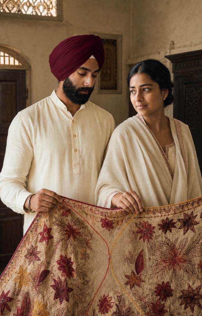 ਸਿਮਰਤ ਅਤੇ ਏਕਮ ਬਾਗ਼ ਨੂੰ ਦੋਹਾਂ ਹੱਥਾਂ ਵਿੱਚ ਫੜੀ ਖੜ੍ਹੇ